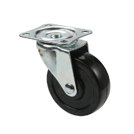 脚轮批发直供3寸中型橡胶平底活动脚轮 单轴承活动脚轮批发脚轮