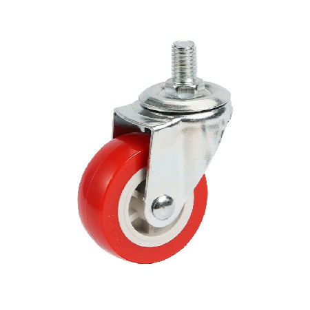 热销轻型2寸螺丝8厘15mm红色PVC万向轮各种展示架耐用滚轮
